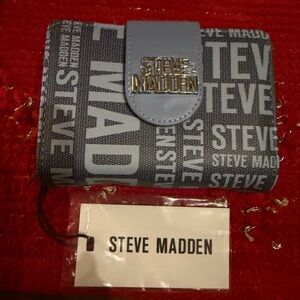 Steve Madden Black and Gray Logo Wallet
